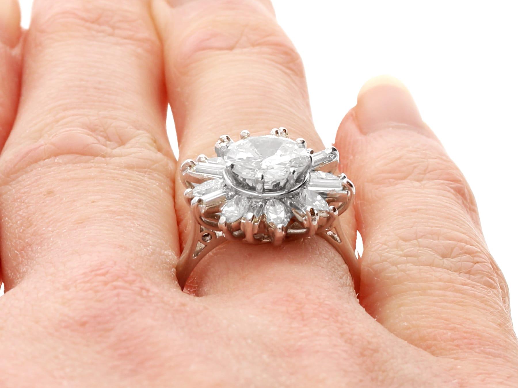 Vintage 3,26ct Diamant und Platin Ring, um 1950 2