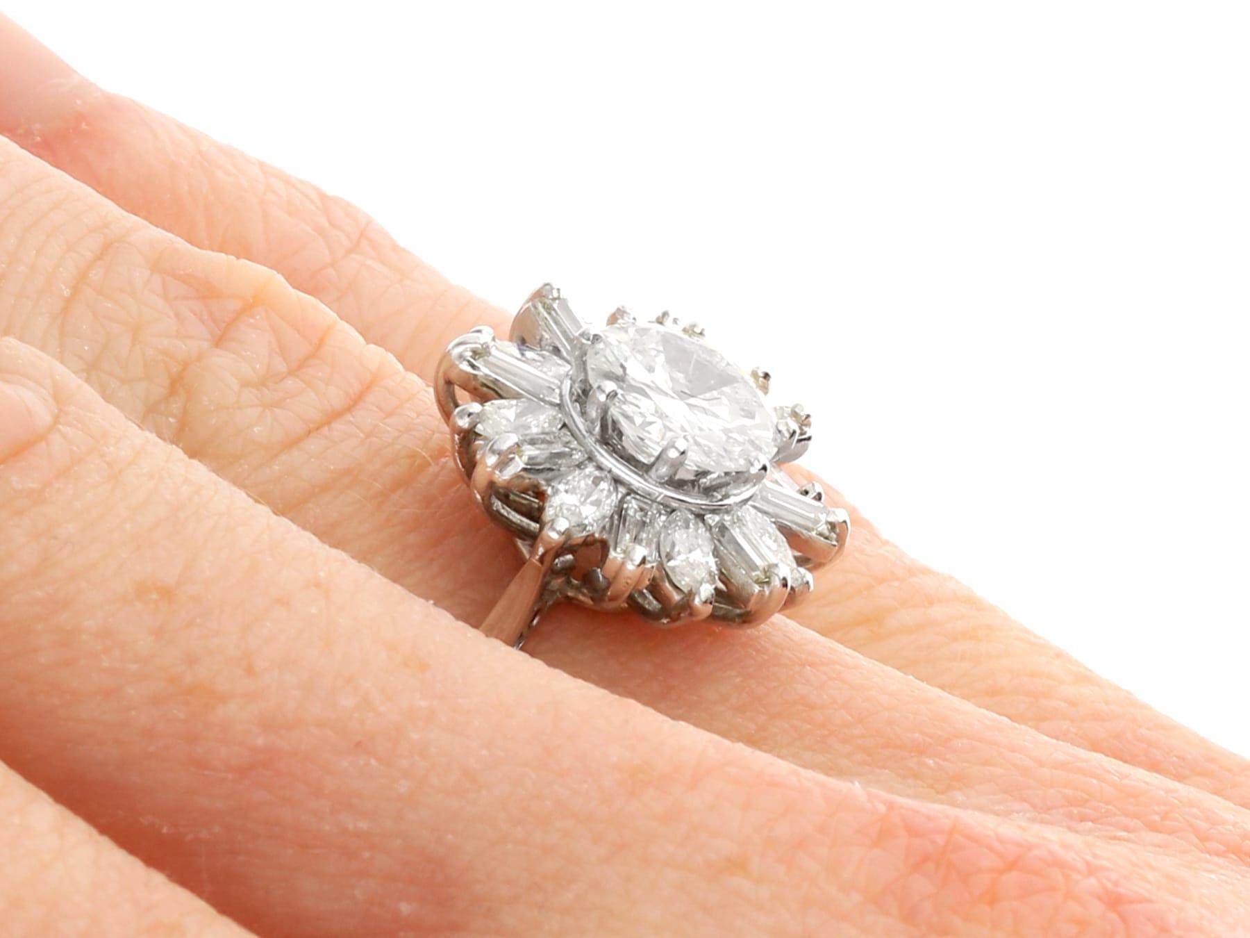 Vintage 3,26ct Diamant und Platin Ring, um 1950 3