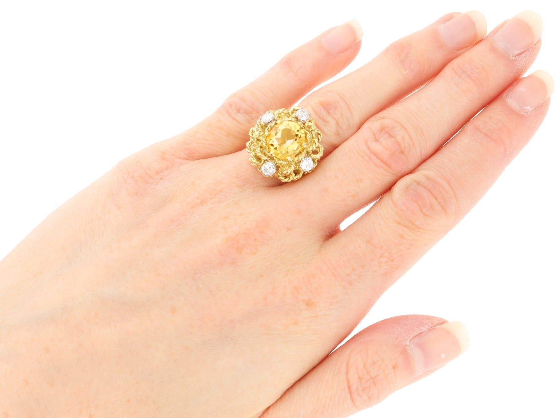 Anello vintage in oro giallo 18k con citrino da 3,27 carati e diamante da 0,80 carati (1984) in vendita 7