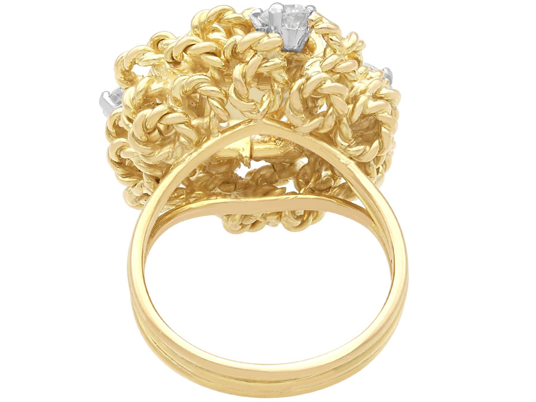 Anello vintage in oro giallo 18k con citrino da 3,27 carati e diamante da 0,80 carati (1984) in vendita 2