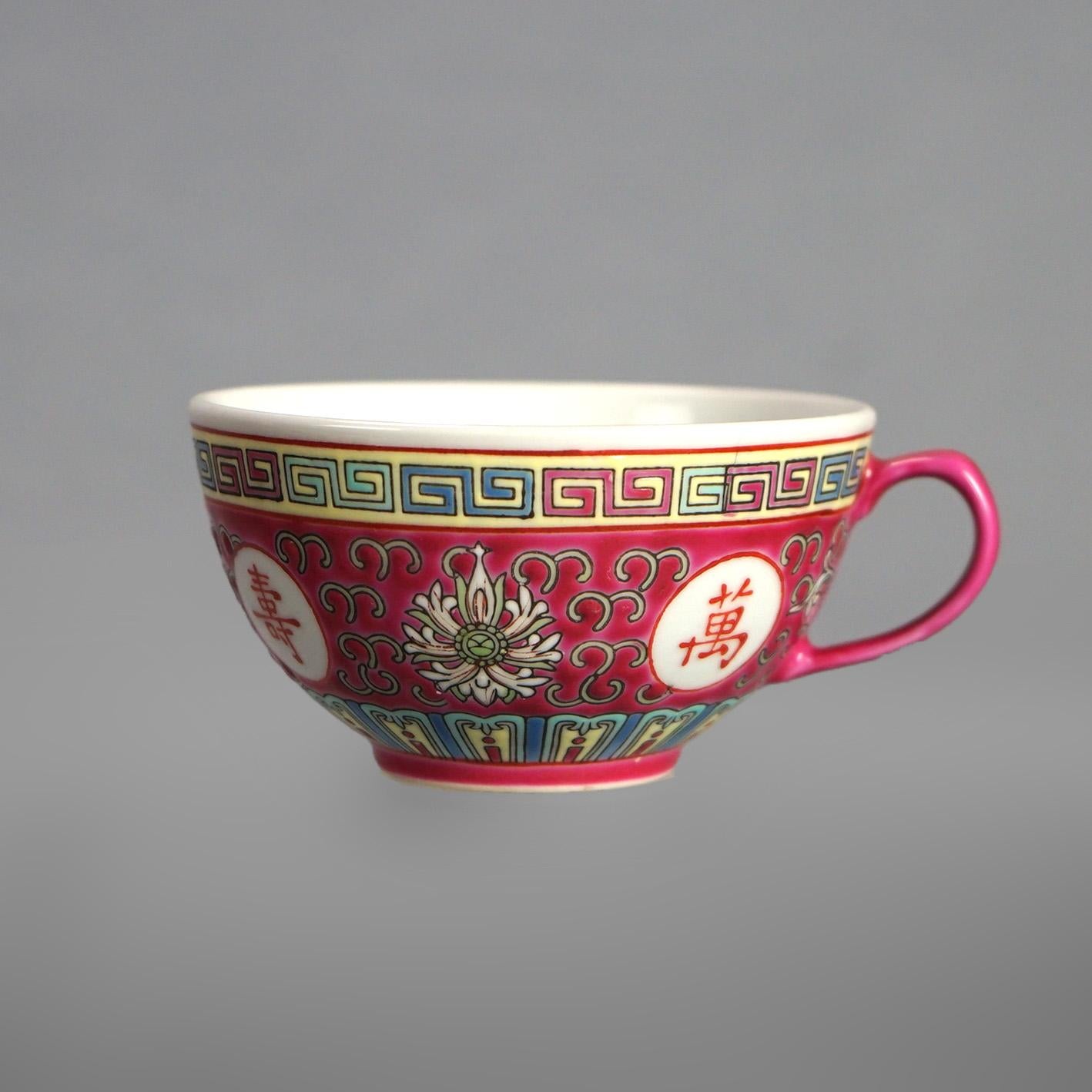 Vintage 33 Piece Chinese Republic Porcelain Tea Set C1930 For Sale 3