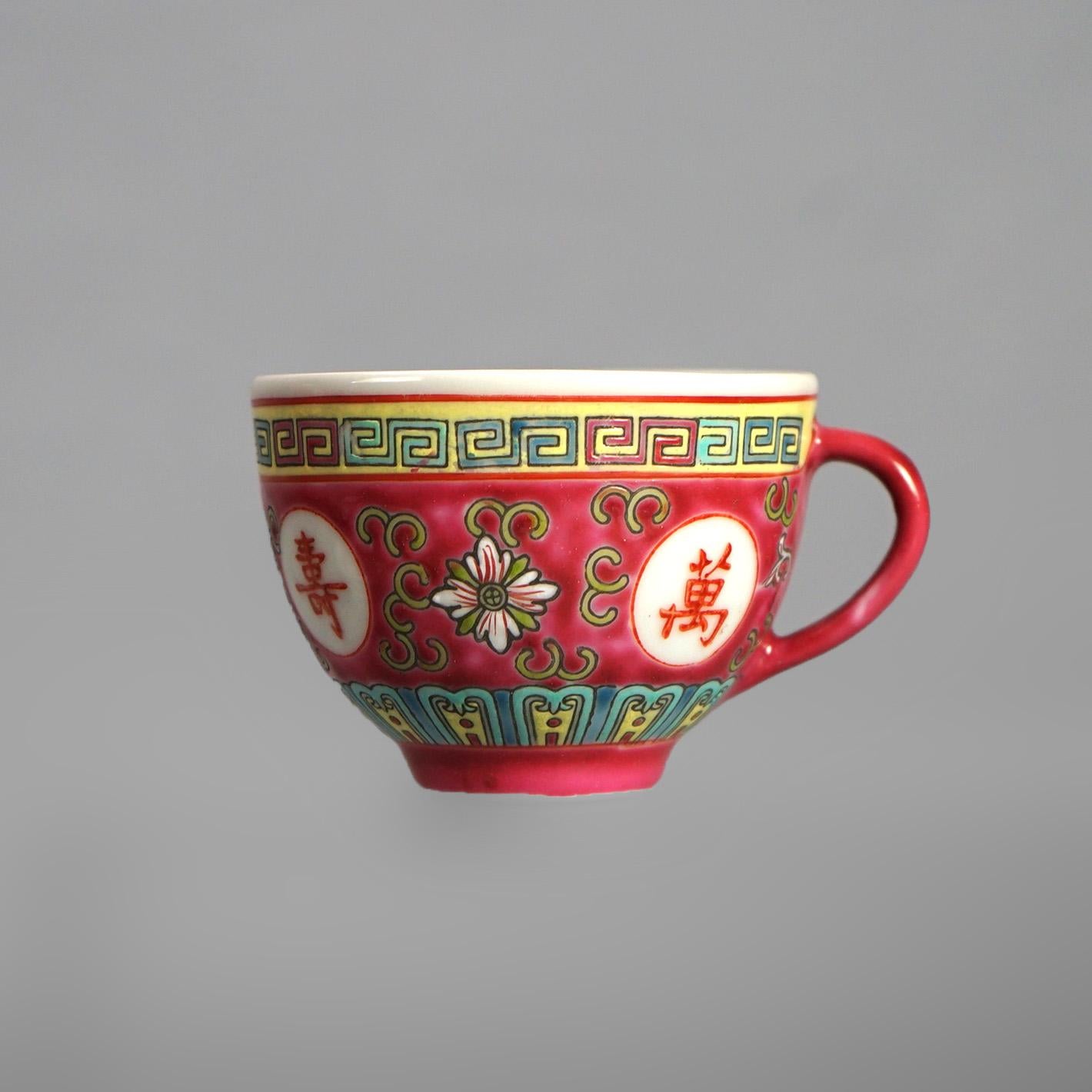 Vintage 33 Piece Chinese Republic Porcelain Tea Set C1930 For Sale 4