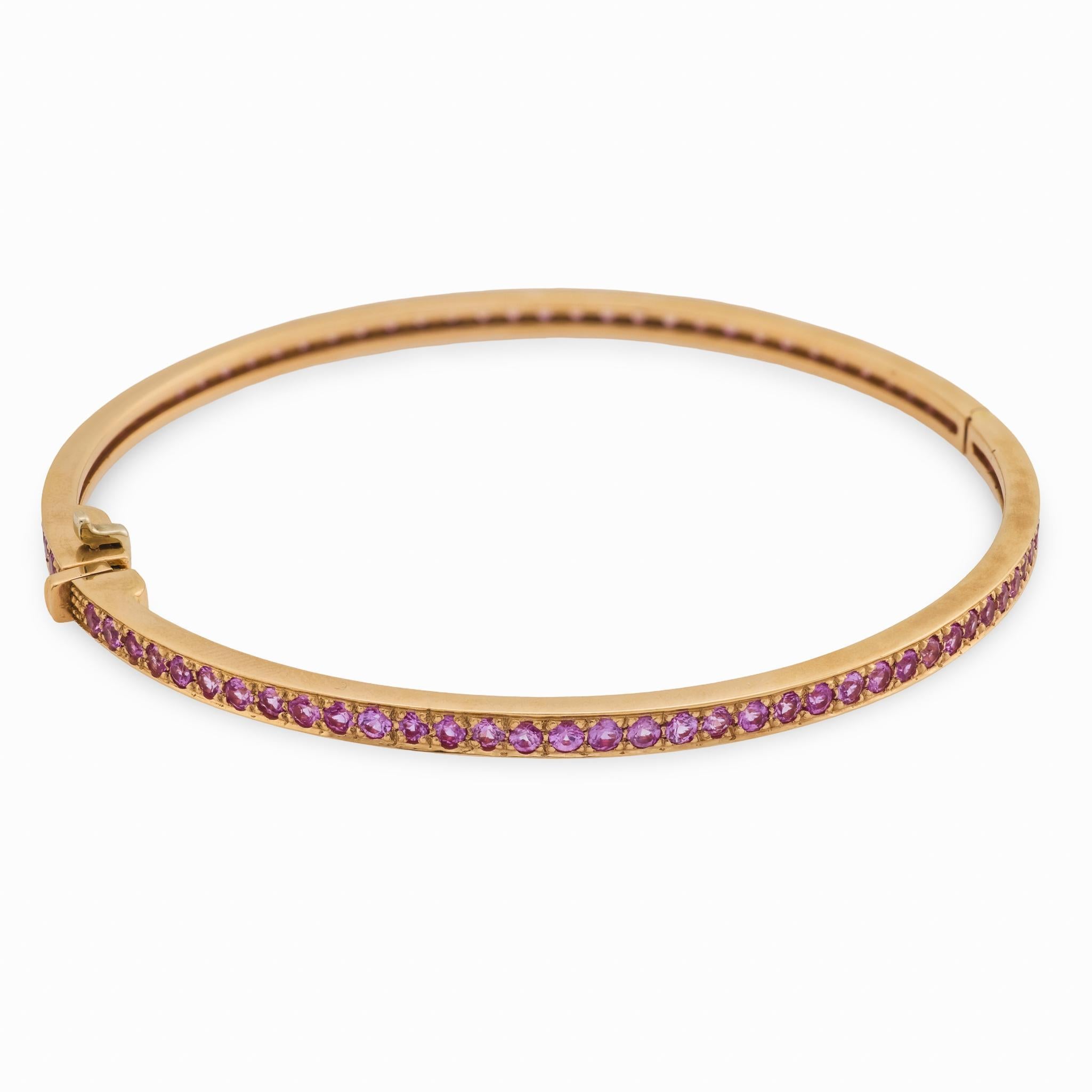 Braccialetto vintage con zaffiro rosa da 3,40 carati in oro rosa 18 carati