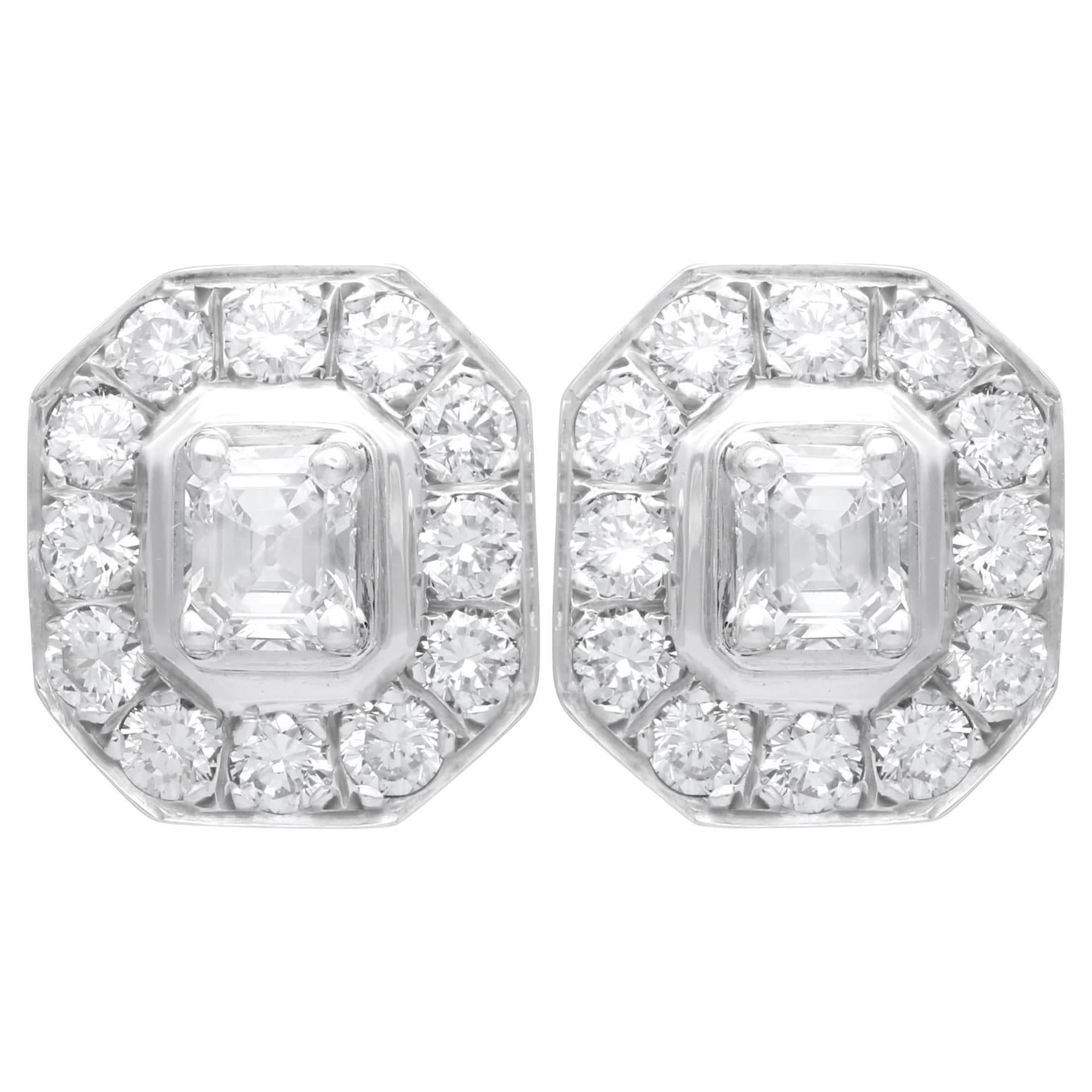 Vintage 3.42 Carat Diamond and 18Karat White Gold Earrings