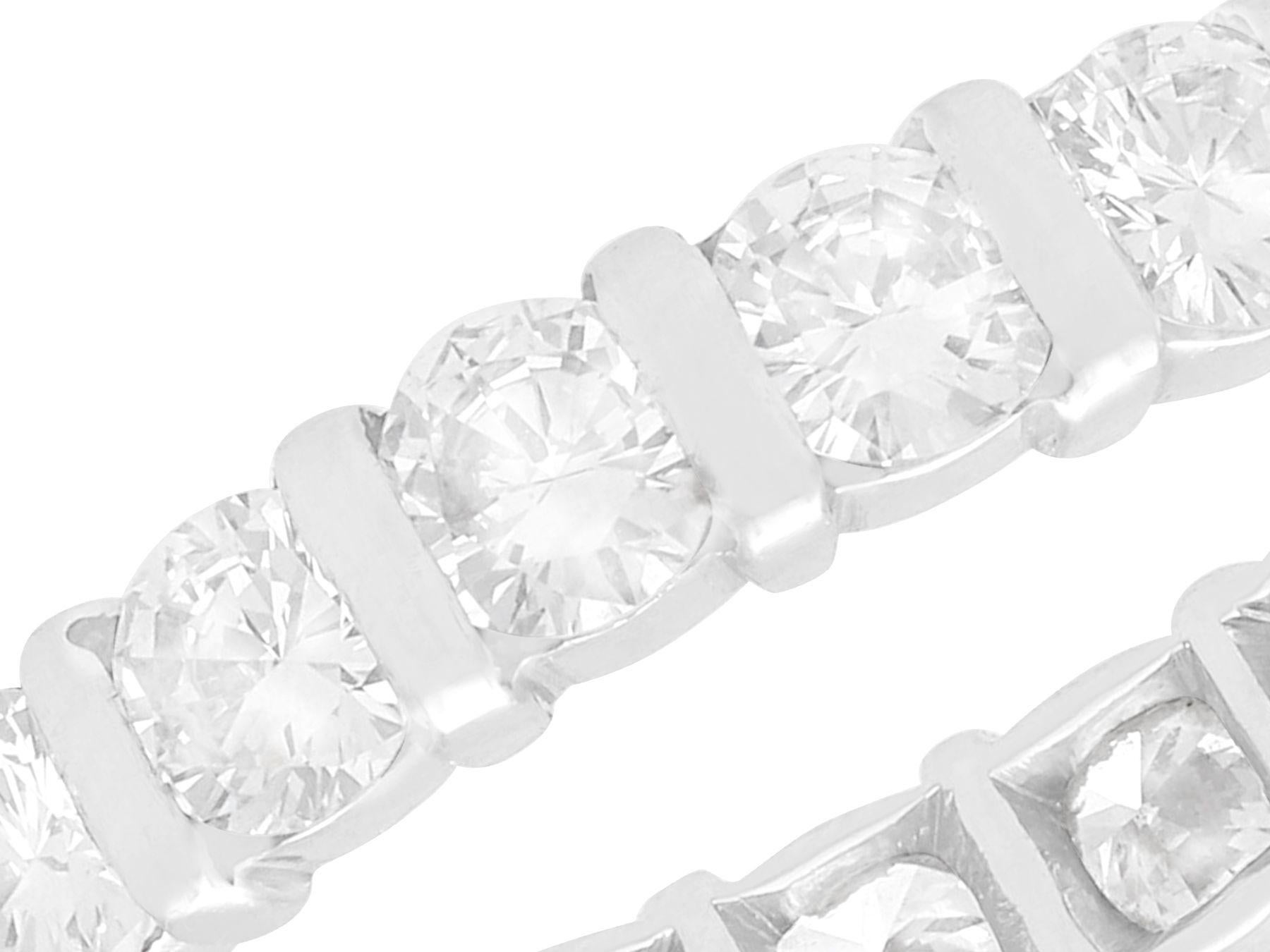 Round Cut Vintage 3.42 Carat Diamond and White Gold Full Eternity Ring For Sale