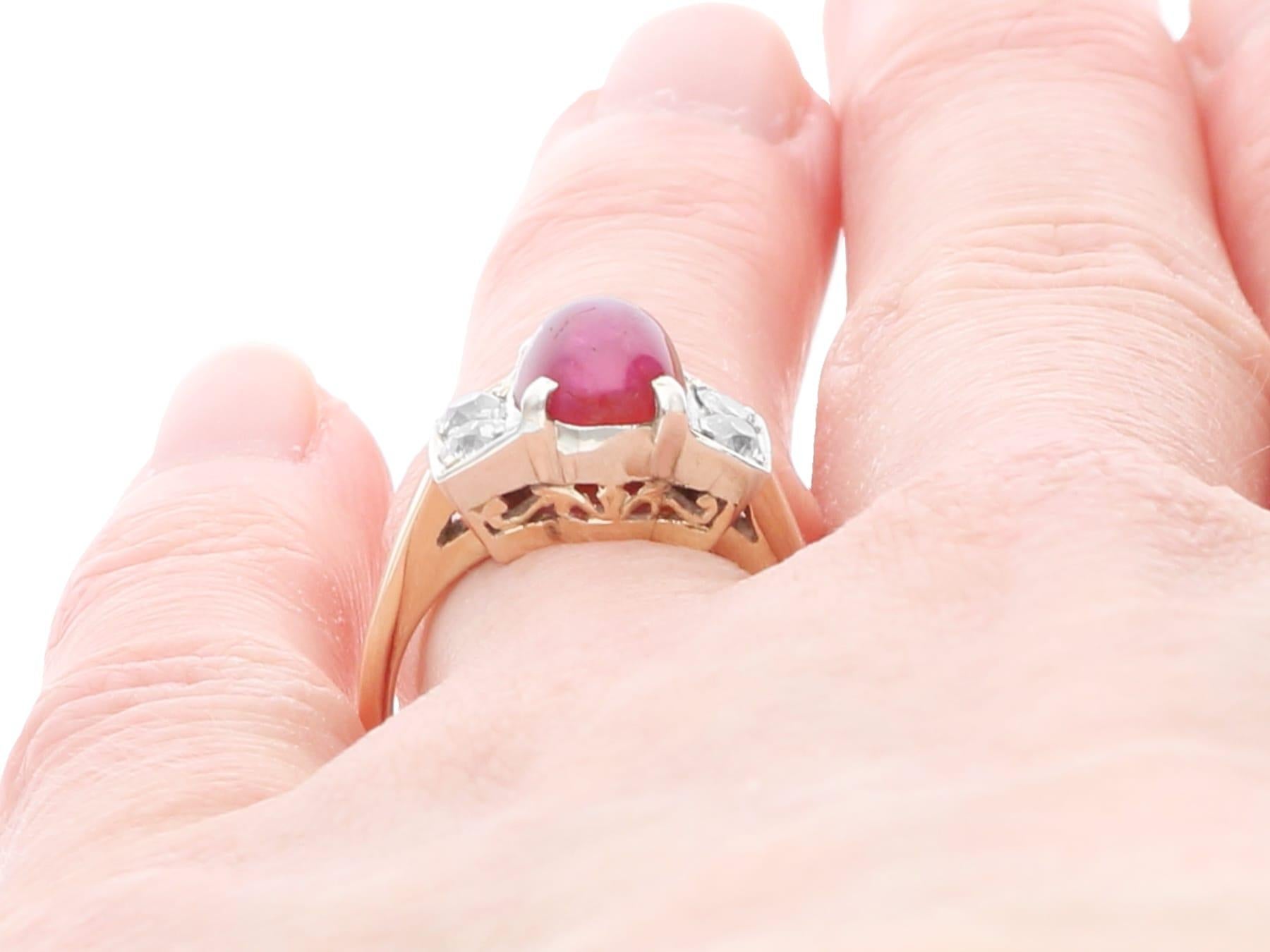 Vintage-Ring aus 15 Karat Gelbgold mit 3,45 Karat Rubin und 0,30 Karat Diamant, um 1940 im Angebot 5