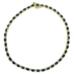 Collar de tenis vintage de zafiros azules y diamantes de 34,85 quilates de peso total