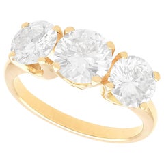 Anillo trilogía vintage de oro amarillo y diamantes de 3,49 quilates