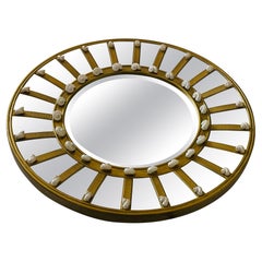 Vintage 35” Round Mirror with Turbo Mother of Pearl Shells