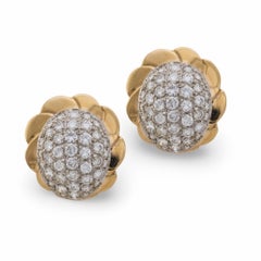 Vintage 3.50 carat diamond 14k yellow gold pave earrings