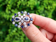 Vintage 3.50 Carat Sapphire 4.42 Carat Diamond 18k White Gold Brooch Circa 1980