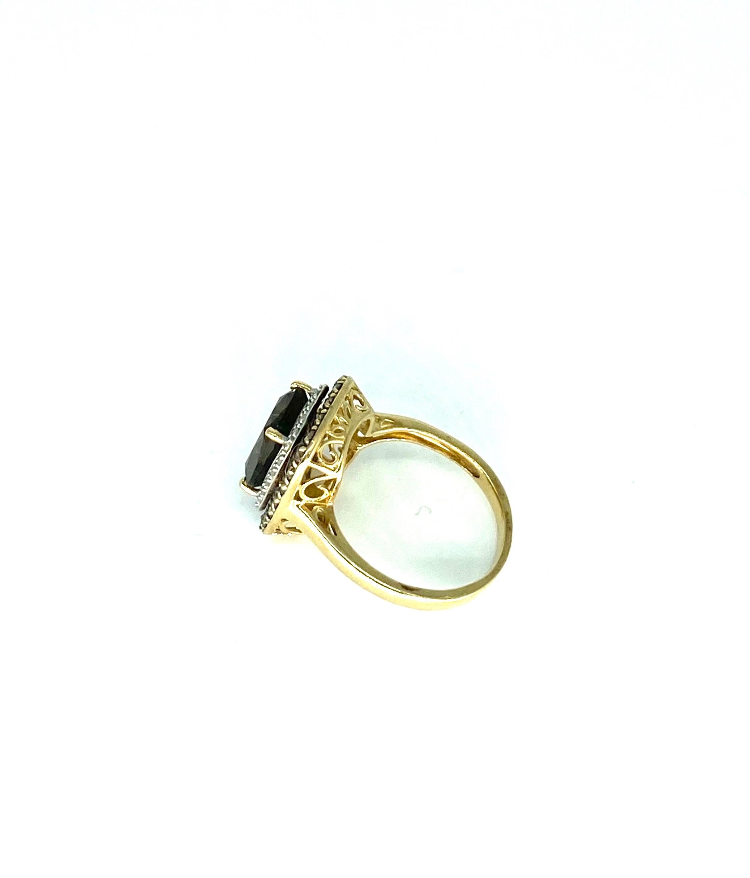 Women's Vintage 3.50 Carat Smokey Quartz with White & Fancy Brown Diamonds Cluster Ring For Sale