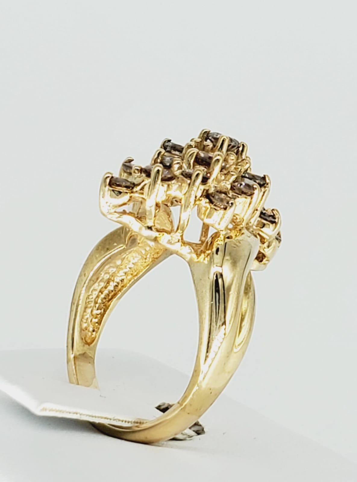 3,50 Karat funkelnder Champagner-Diamant-Cluster-Ring Damen im Angebot