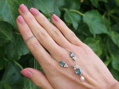 Vintage 1982 3.50Ct Aquamarine Diamond Pearl Platinum Pendant