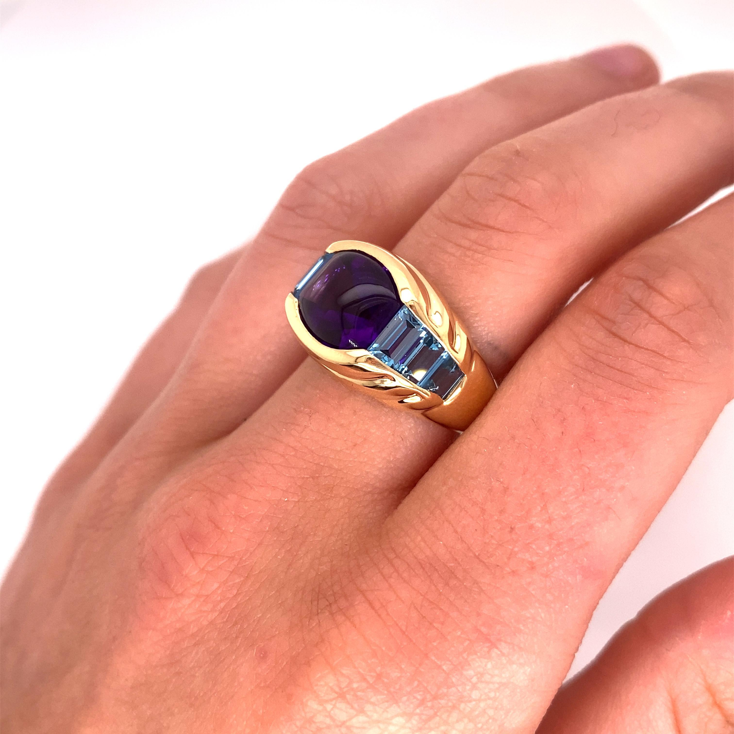 Vintage 3.50ct Cabochon Amethyst Ring For Sale 5
