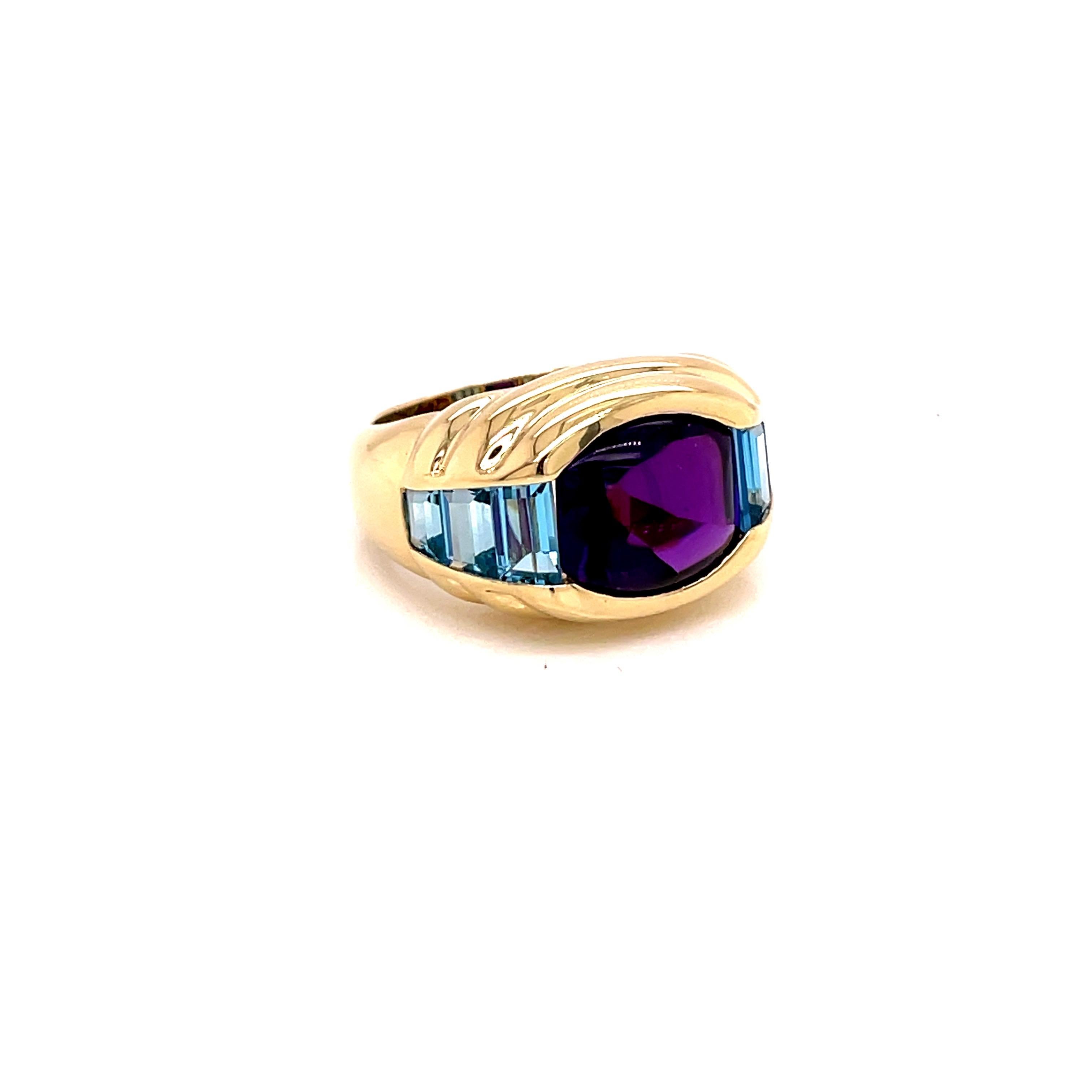 Contemporary Vintage 3.50ct Cabochon Amethyst Ring For Sale