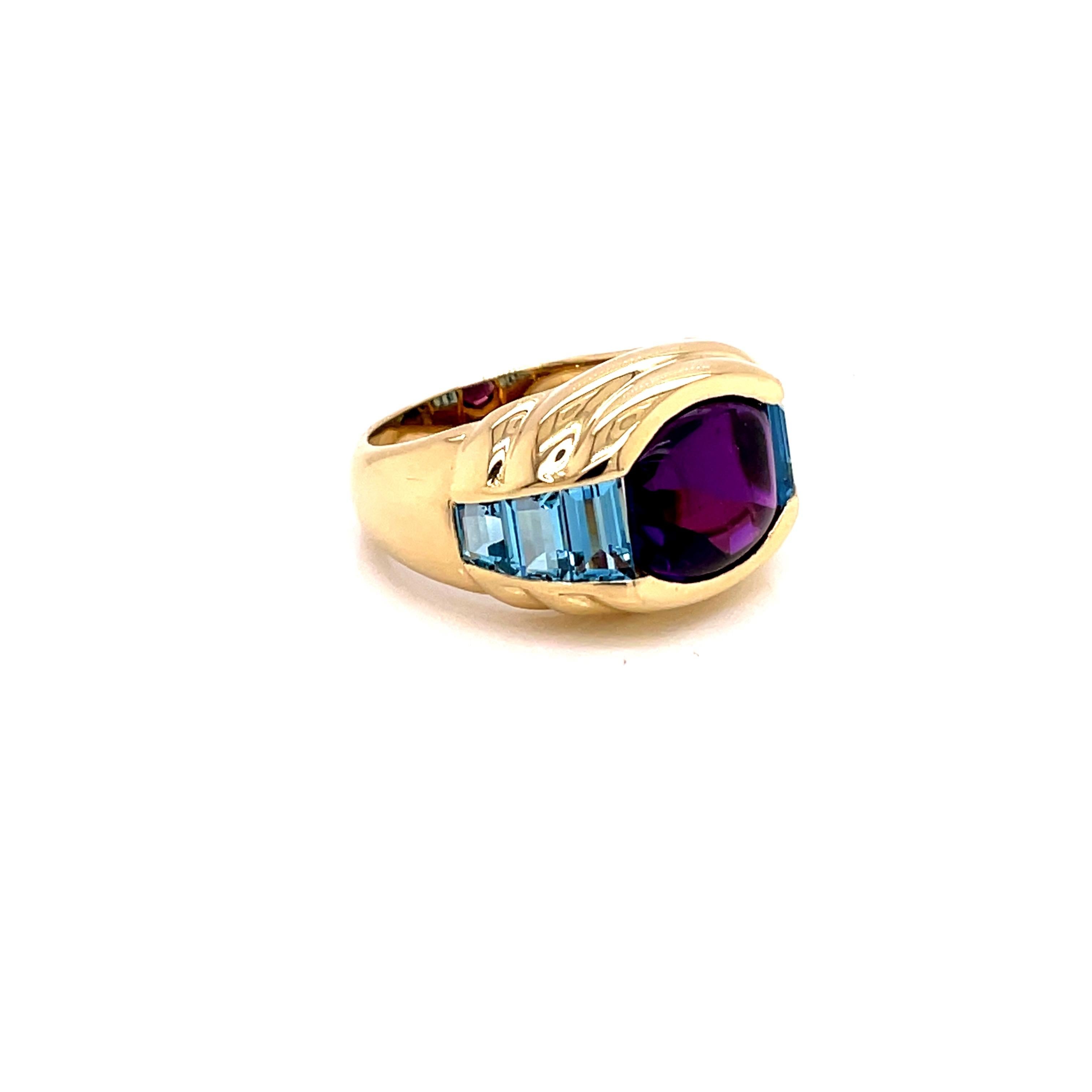 Vintage 3.50ct Cabochon Amethyst Ring In Excellent Condition For Sale In Boston, MA
