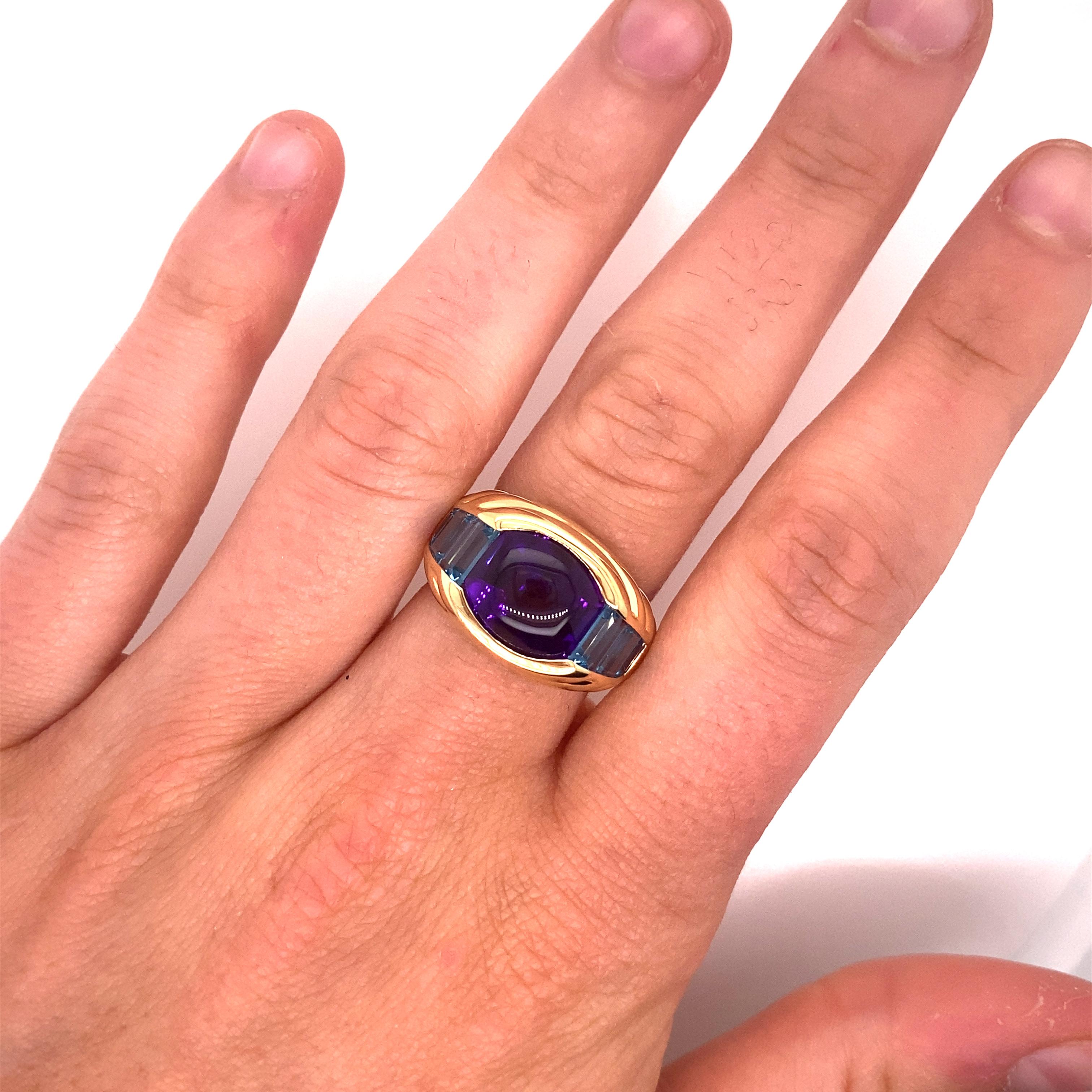 Vintage 3.50ct Cabochon Amethyst Ring For Sale 3