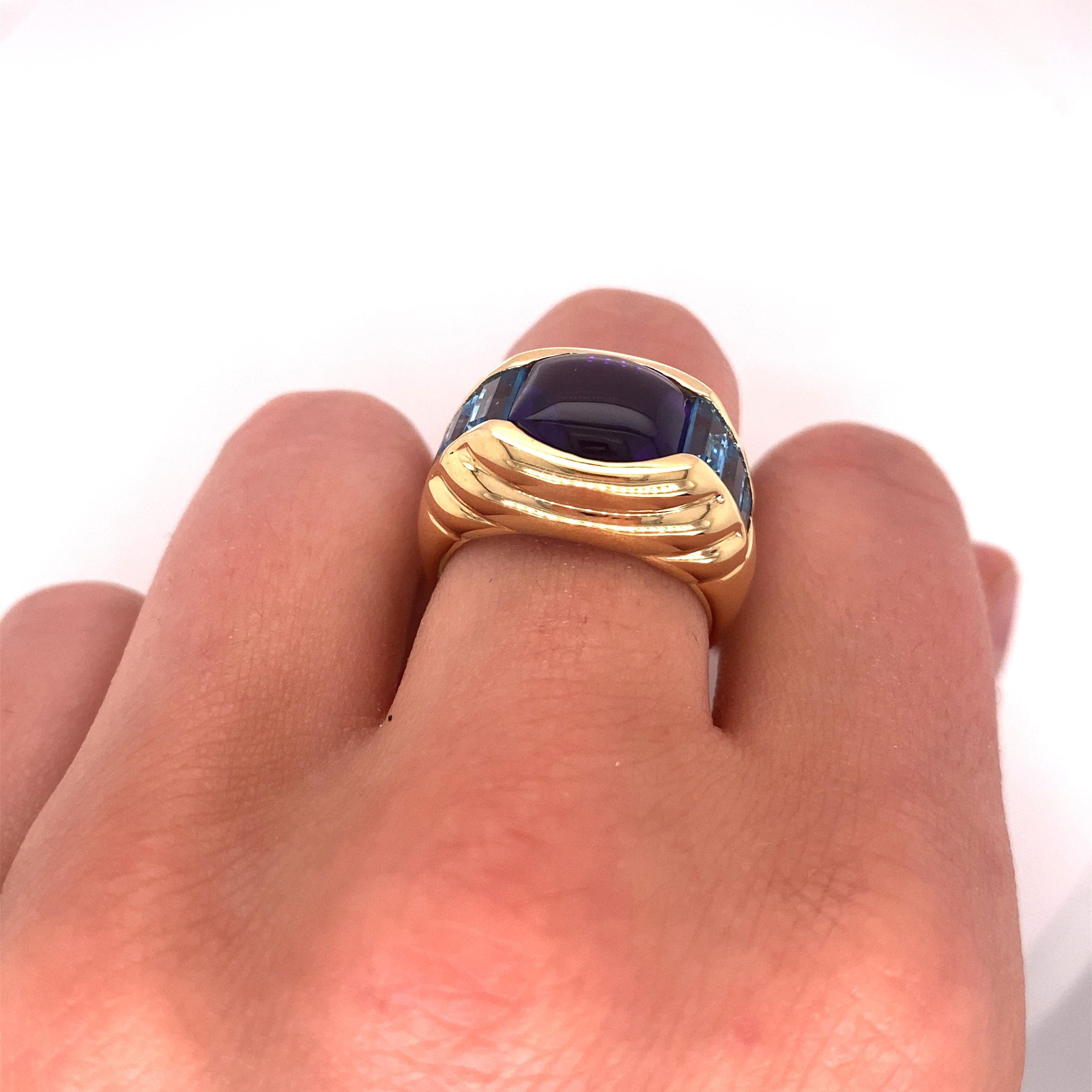 Vintage 3.50ct Cabochon Amethyst Ring For Sale 4