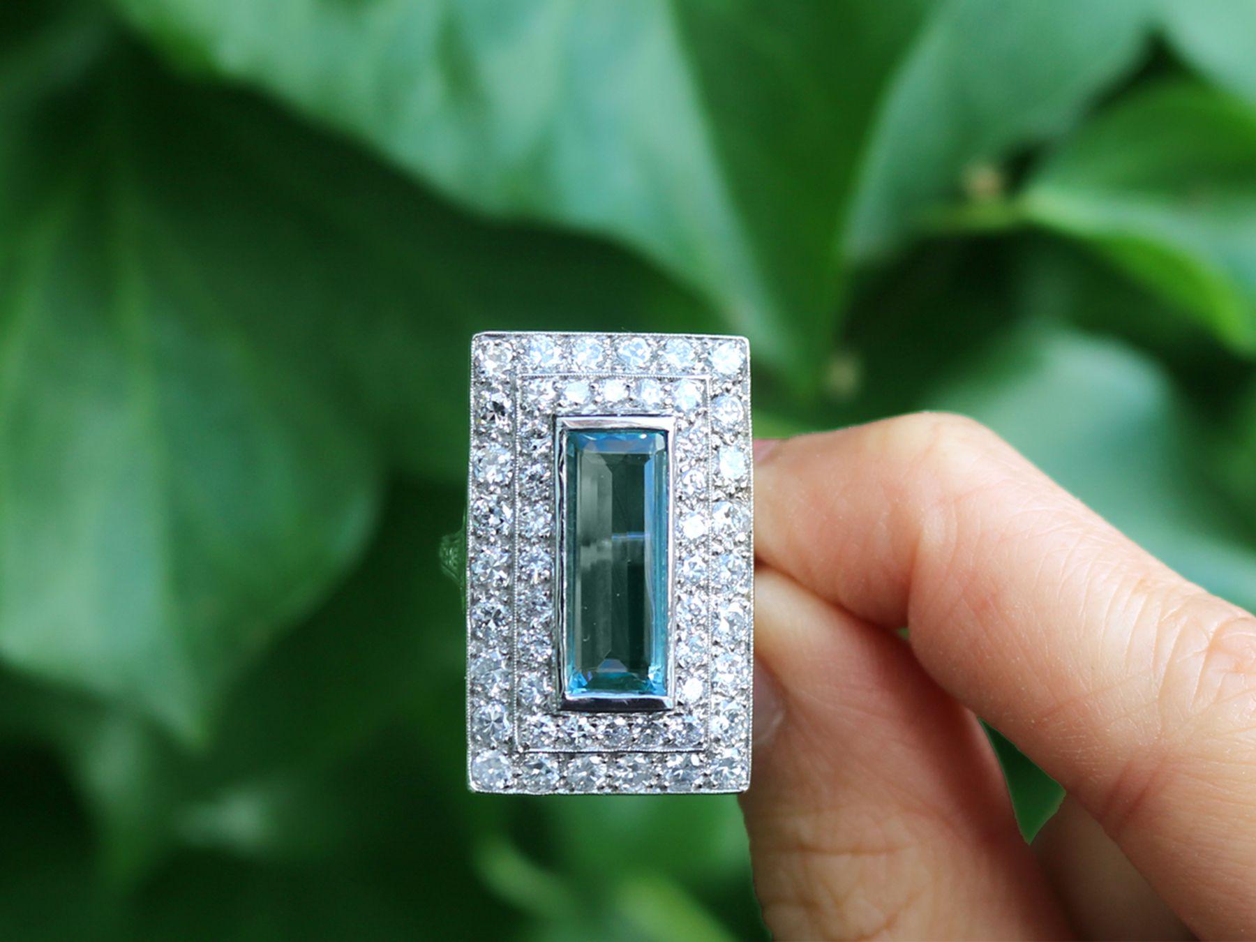 A stunning, fine and impressive 3.51 carat aquamarine and 3.72 carat diamond platinum dress ring; part of our jewellery collections.

This stunning, fine and impressive aquamarine and diamond ring has been crafted in platinum.

The pierced