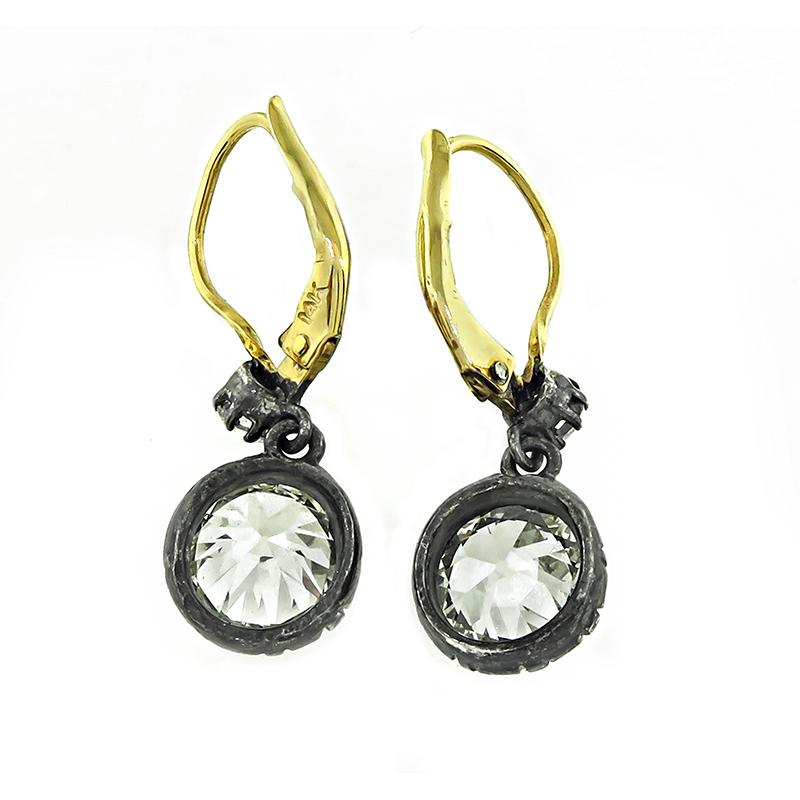 Vintage 3.52ct Diamond Earrings In Good Condition For Sale In New York, NY