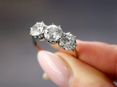Vintage 3.53 Carat Diamond and Platinum Trilogy Engagement Ring