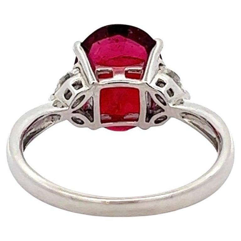 Vintage 3.55 Carats Red Spinel Diamond Platinum Ring 1