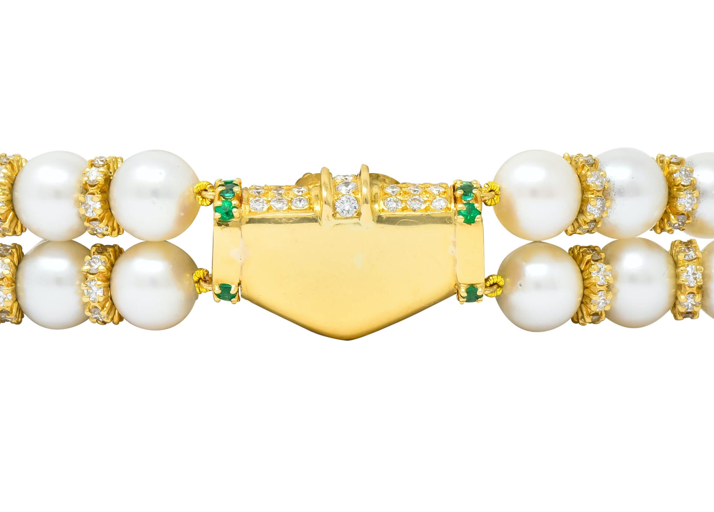 Vintage Sapphire Emerald Diamond Pearl 18 Karat Gold Heart Bracelet 5