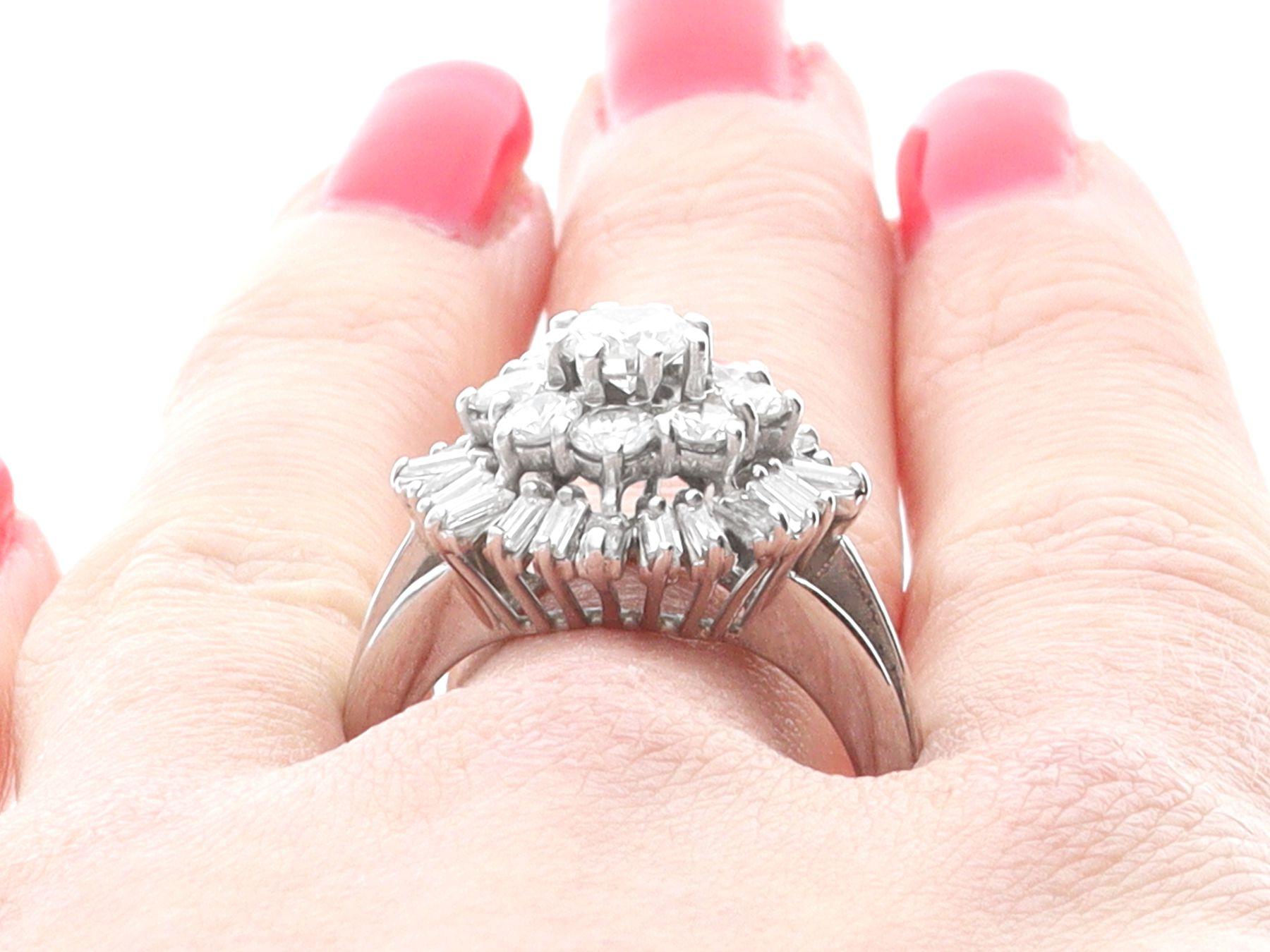 Vintage 3.56 Carat Diamond and White Gold Cluster Ring, circa 1960 For Sale 2