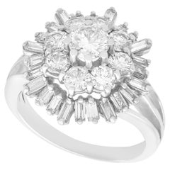 Vintage 3,56 Karat Diamant und Weißgold Cluster Ring, um 1960