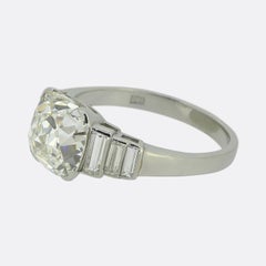 Art Deco 3.58 Carat Old Mine Cut Diamond Ring