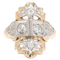 Anello vintage con diamante da .35ctw, oro giallo e bianco 14k, misura 3