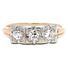 Vintage .35ctw Diamant-Ring mit drei Steinen, 14K Gelbgold