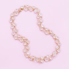 Vintage 36" Swarovski Crystal Gold Bezel Station Necklace By Monet, 1980s