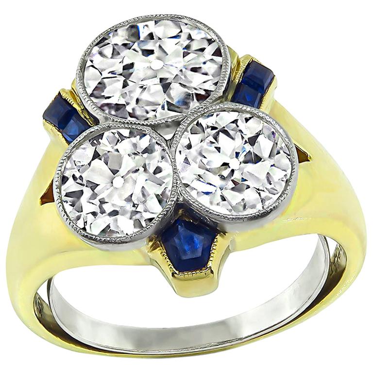 Vintage 3.60 Carat Diamond Sapphire Ring