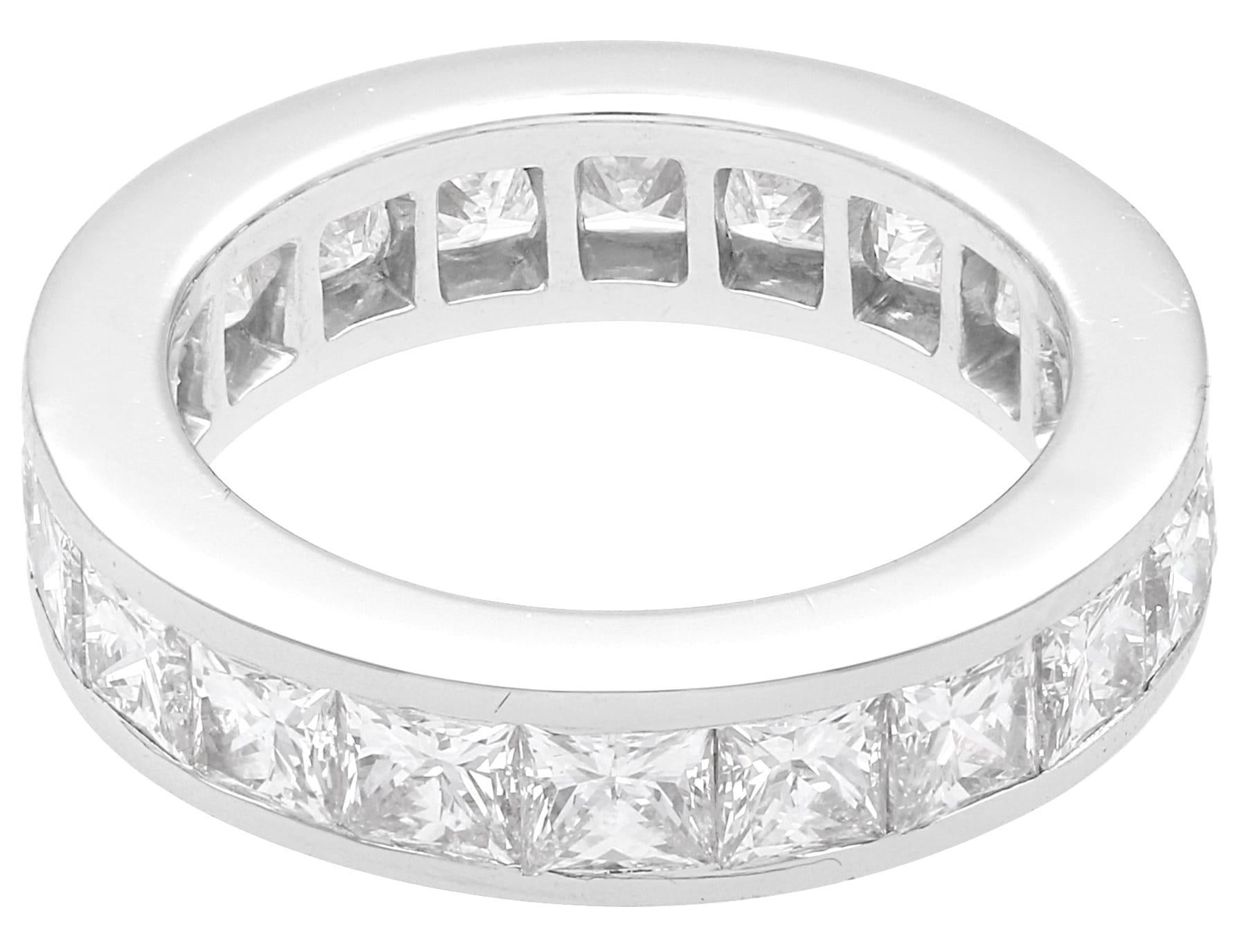 Princess Cut Vintage 3.62Ct Diamond and 18k White Gold Eternity Ring Circa 1970 For Sale
