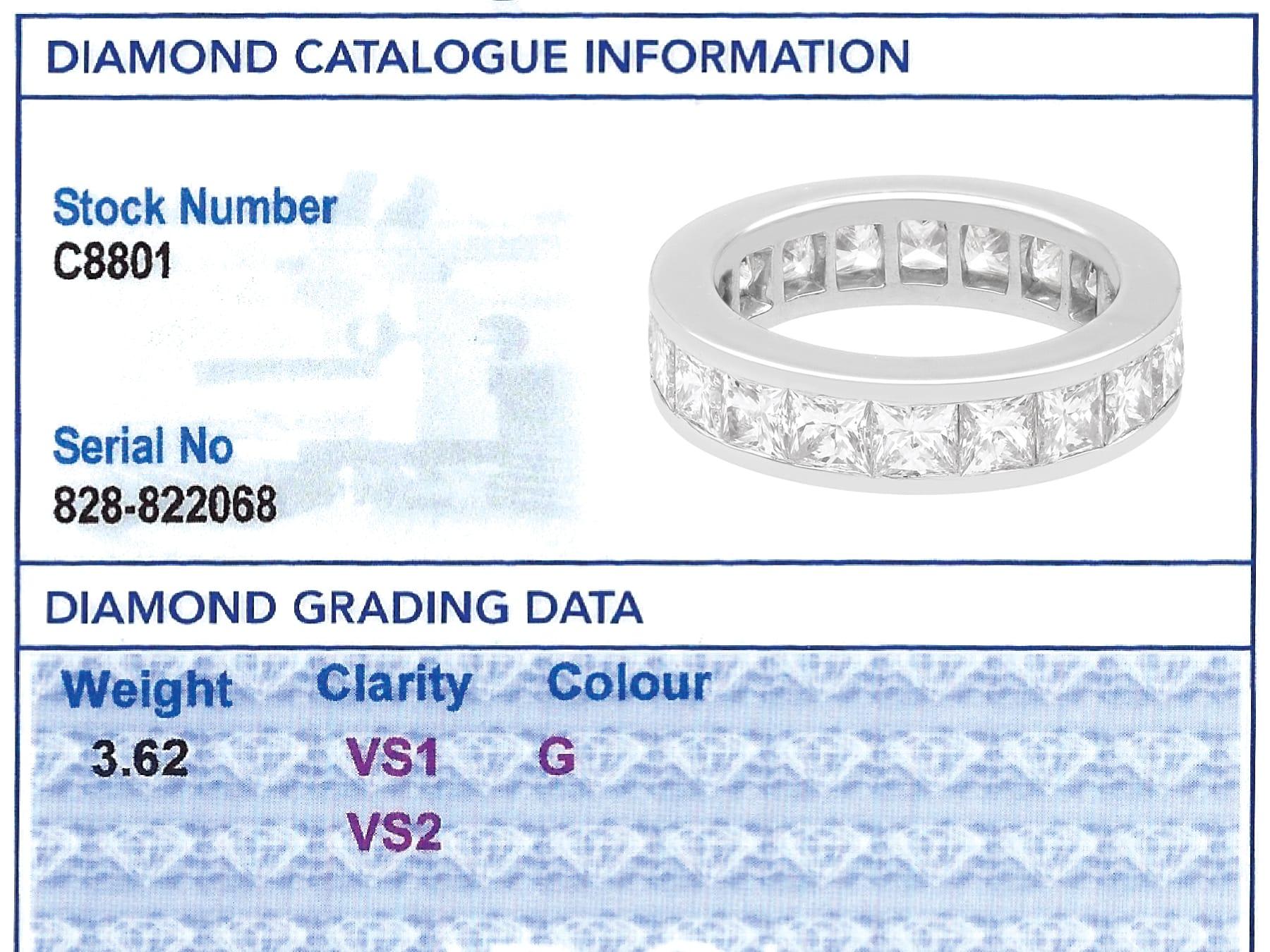 Vintage 3.62Ct Diamond and 18k White Gold Eternity Ring Circa 1970 For Sale 1