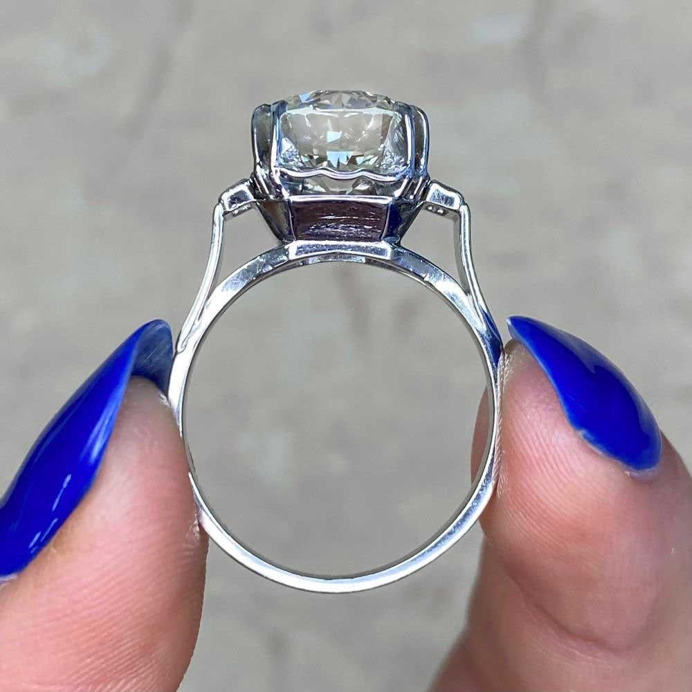Vintage 3.65ct Old European Cut Diamond Engagement Ring, VS1 Clarity, Platinum For Sale 5