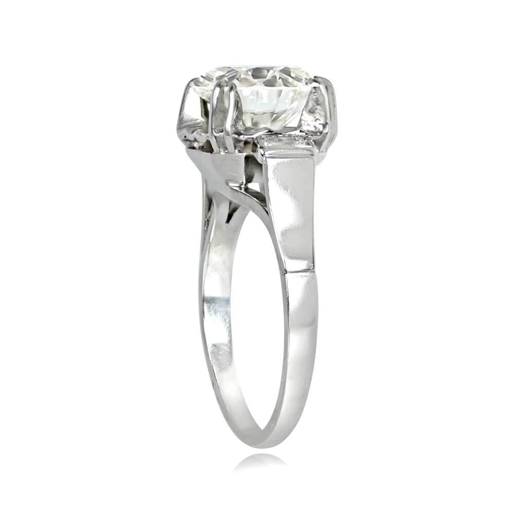 Retro Vintage 3.65ct Old European Cut Diamond Engagement Ring, VS1 Clarity, Platinum For Sale