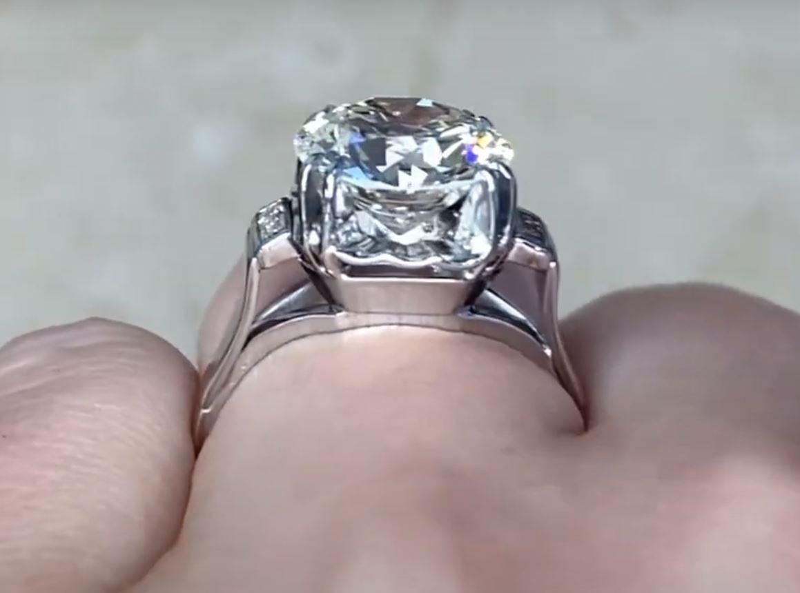 Vintage 3.65ct Old European Cut Diamond Engagement Ring, VS1 Clarity, Platinum For Sale 2