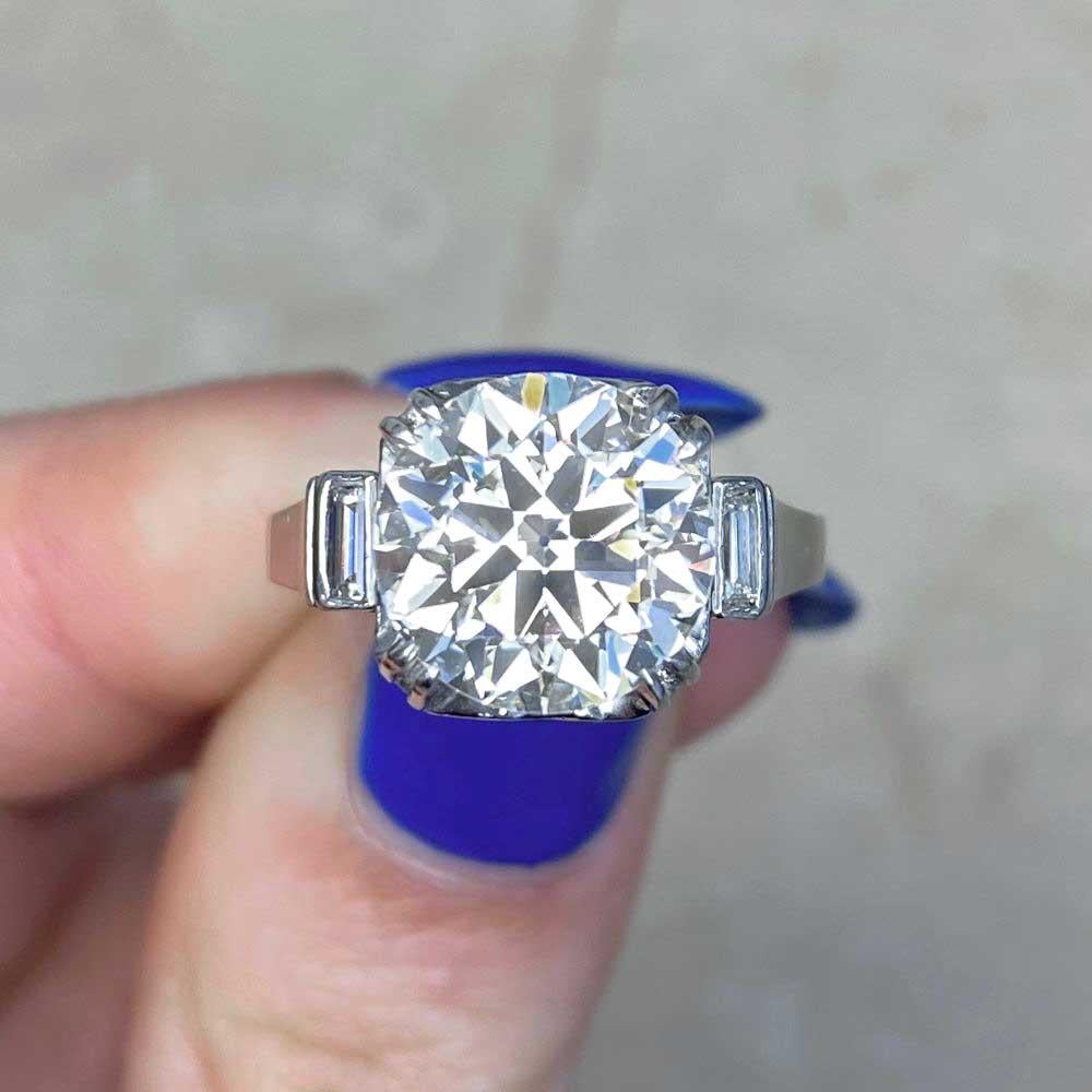 Vintage 3.65ct Old European Cut Diamond Engagement Ring, VS1 Clarity, Platinum For Sale 4