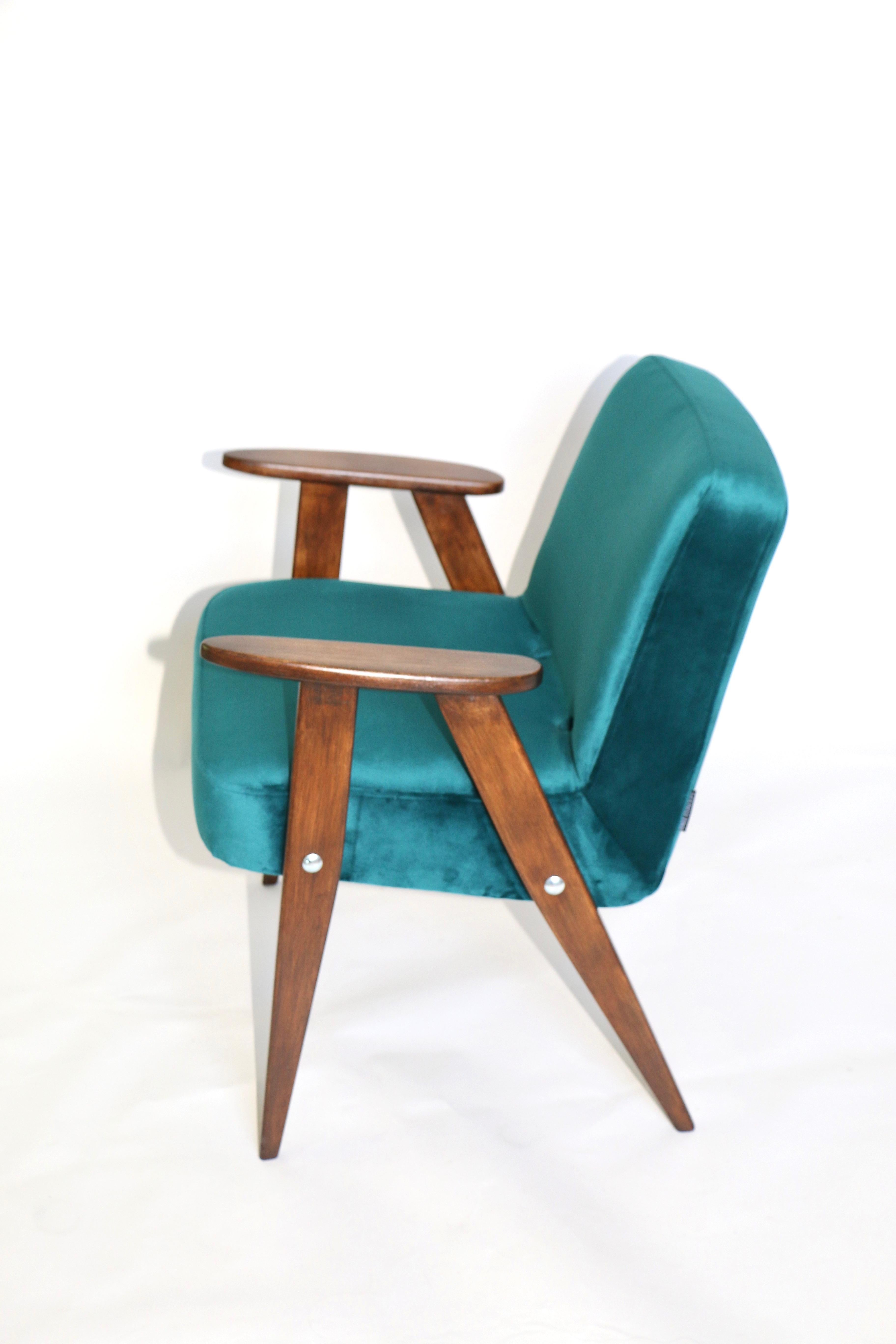 20th Century Vintage 366 Armchair in Green Velvet from, 1970s For Sale