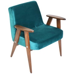 Vintage 366 Armchair in Green Velvet from, 1970s