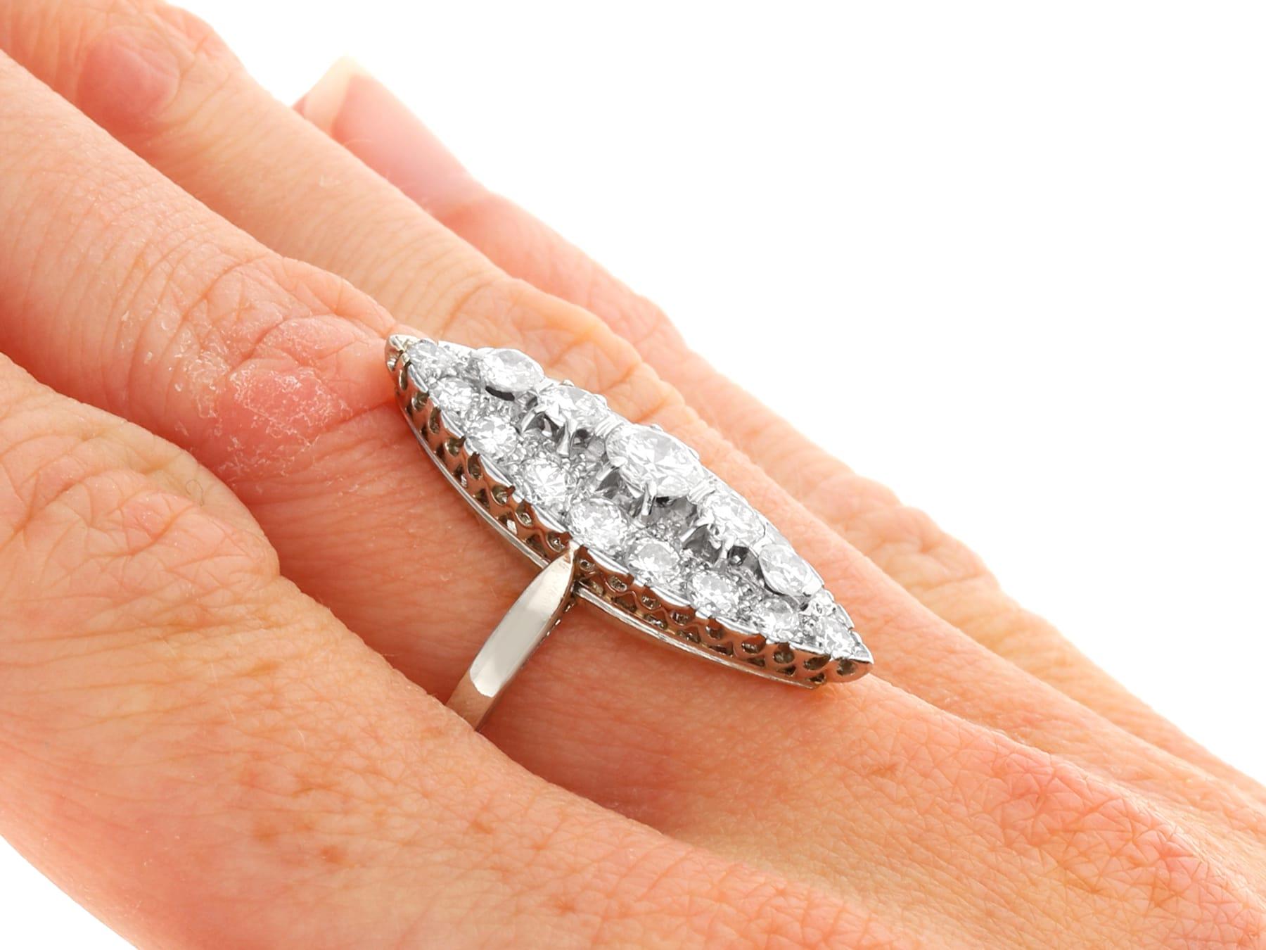 Vintage 3.66 Carat Diamond and Platinum Dress Ring For Sale 2
