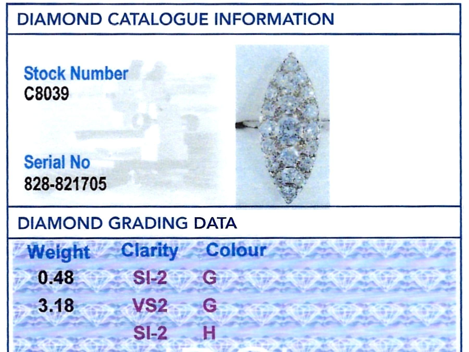 Vintage 3.66 Carat Diamond and Platinum Dress Ring For Sale 4