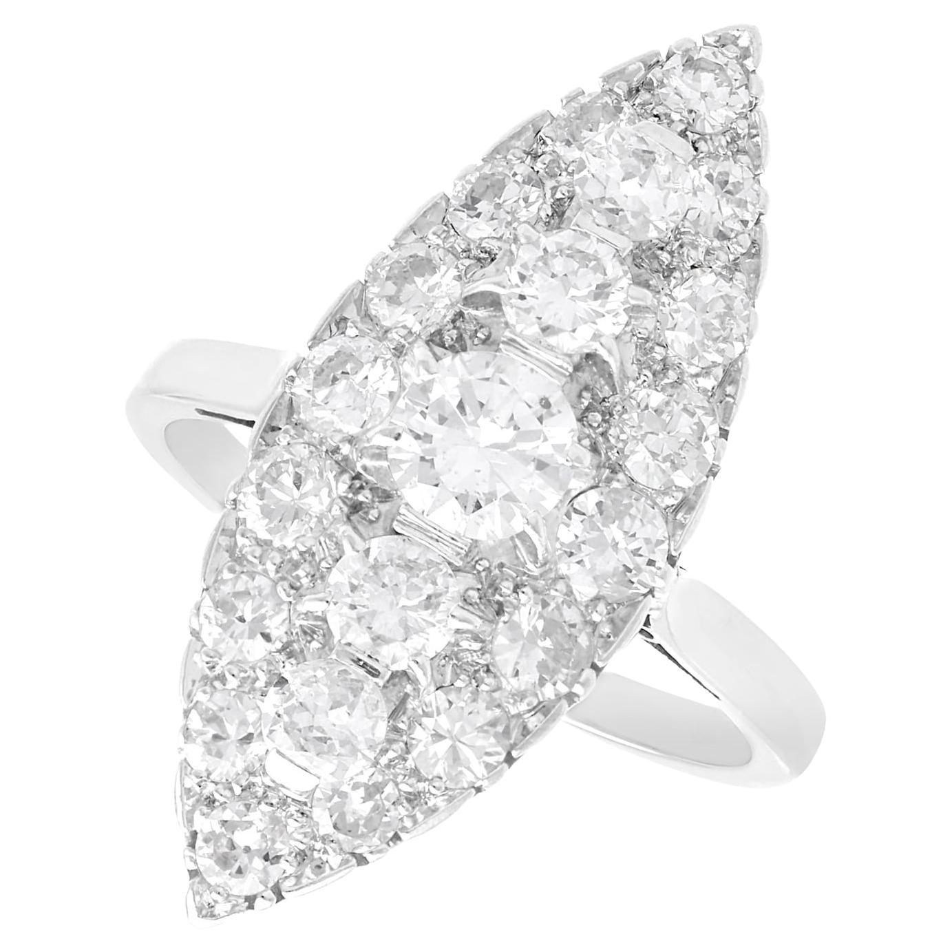 Bague vintage en platine et diamants de 3,66 carats en vente