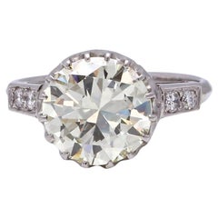 Vintage 3.67 Carat Diamond Platinum Engagement Ring
