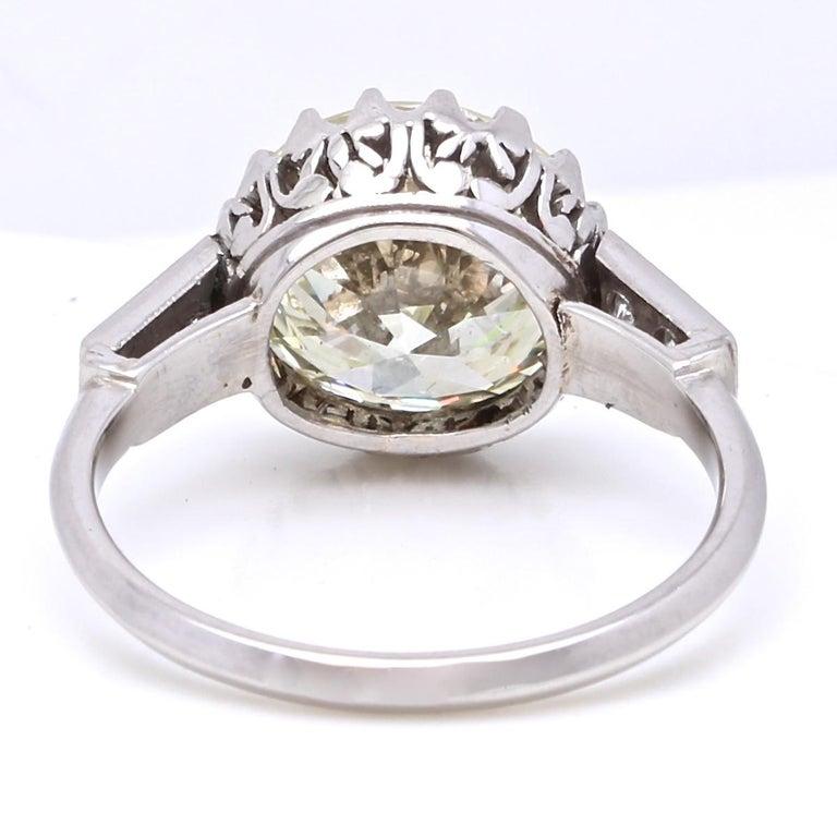 Contemporary Vintage 3.67 Carat Round Cut Diamond Platinum Engagement Ring