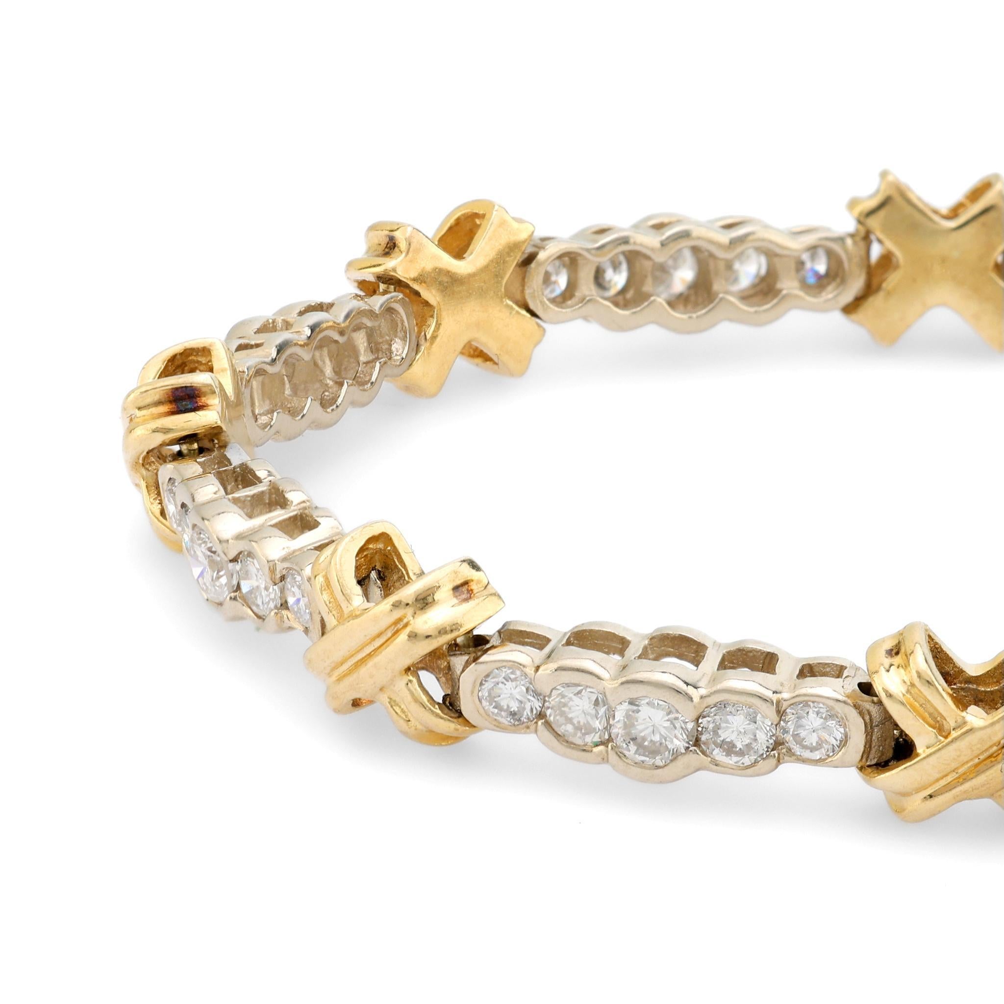 Modern Vintage 3.70 carat total weight diamond 14k gold bracelet