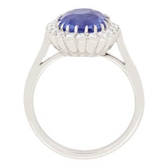 Vintage 3.70ct Sapphire and Diamond Cluster Ring, c.1950s